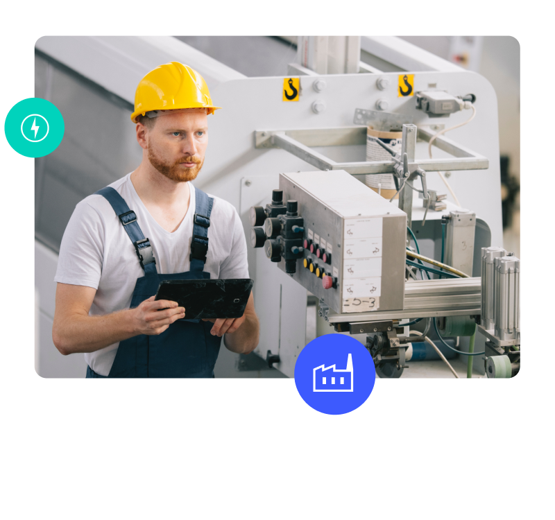 man with hard hat in a manufacturing facility
